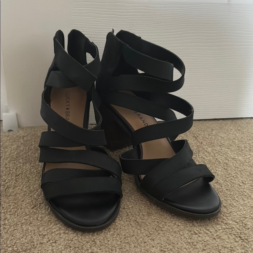 Lucky Brand Black Heels with Strappy Design